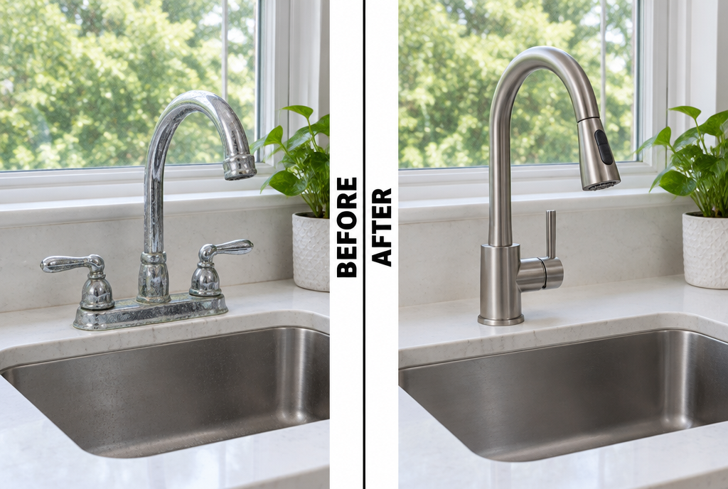 Kitchen faucet swap, Danbury